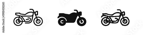 Motorcycle and Motorbike Icons Set - Two-Wheel Transportation and Travel