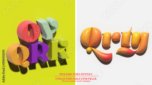 Canvas Print inflate and extrude 3d editable text effect and Bundle inflate 3d editable text