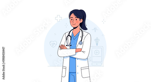 International Nurses Day illustration of a confident female nurse standing