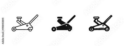 Hydraulic Floor Jack Icon Set for Vehicle Lifting and Repair
