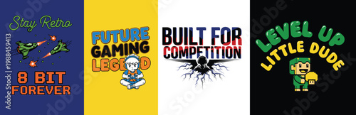 Gaming logos and slogans for competitive players and retro game enthusiasts design
