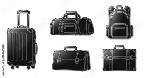 Collection of Black Travel Bags and Luggage.