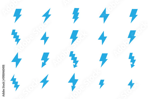 Lightning bolt emblem in circle. Energy symbol, power icon, electricity sign. Electric charge pictogram, thunder warning design. Thunderbolt simple logo, light flash, fast battery charger vector set.