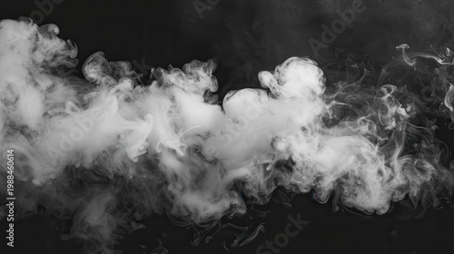 White smoke swirls around a doll's head against a black background, evoking a surreal, dreamlike atmosphere. Black & White Photograph Surrealism Dark Moody Theme