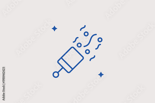 Handheld party popper line icon for confetti bursts and celebratory surprises. Cheerful Vector Illustration for anniversary parties and festive achievement graphics.