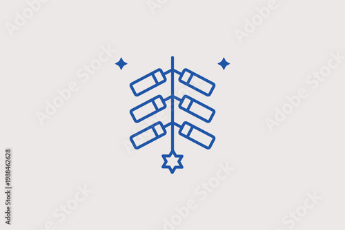 String of firecrackers line icon for traditional lunar new year and loud celebrations. Cultural Vector Illustration for oriental festival posters and pyrotechnic safety blogs.