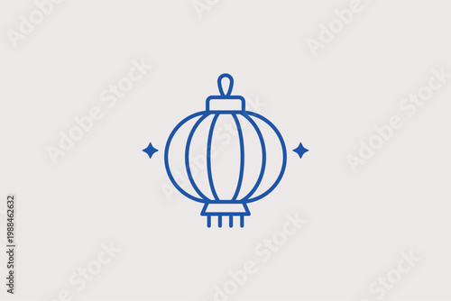 Chinese paper lantern line icon for oriental festivals and traditional garden decor. Cultural Vector Illustration for lunar new year marketing and ethnic restaurant branding.