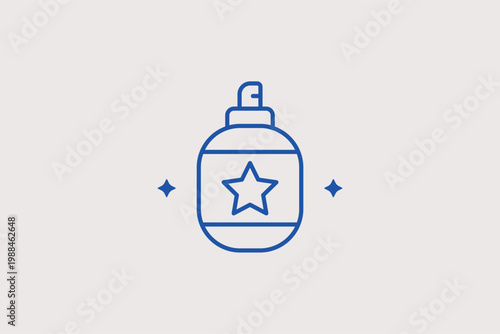 Perfume spray bottle line icon for luxury fragrances and personal beauty care. Fragrant Vector Illustration for cosmetic shop branding and bridal preparation guides.