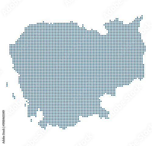 Cambodia dotted map blue minimal transparent background vector