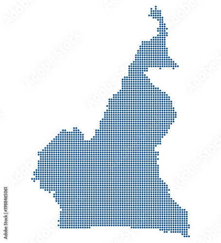 Cameroon dotted map blue minimal transparent background vector