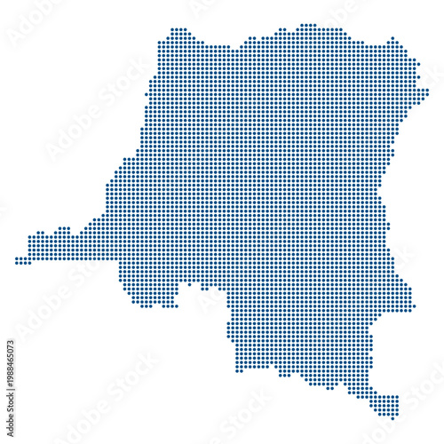 Democratic Republic Congo dotted map blue minimal transparent background vector
