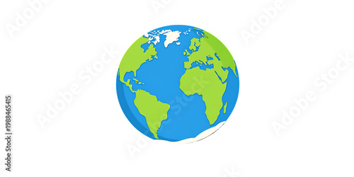 Stylized earth globe with continents and oceans, isolated on transparent background. transparent png background