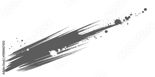 Bild auf Leinwand Dynamic black ink streaks slashing diagonally across a white background, with splatter accents and a bold, abstract, high-energy brushstroke style vector design