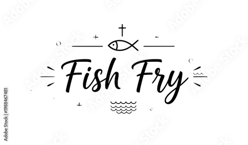 Modern Lent Fish Fry Banner Christian Vector Illustration