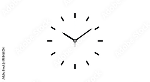 Simple black and white clock face with minimalist markings