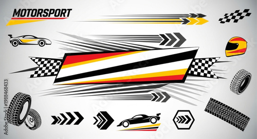 Motorsport racing graphic elements and symbols.