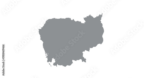 A gray silhouette depicts the geographical shape of cambodia a country in southeast asia high quality
