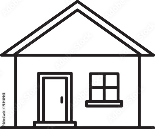 Minimalist House Icon Vector with Triangular Roof Isolated on White Background