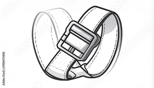 Simple Line Drawing of a Belt with a Buckle.