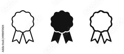 Award Ribbon Badge Icon Set for Success and Recognition in Three Styles