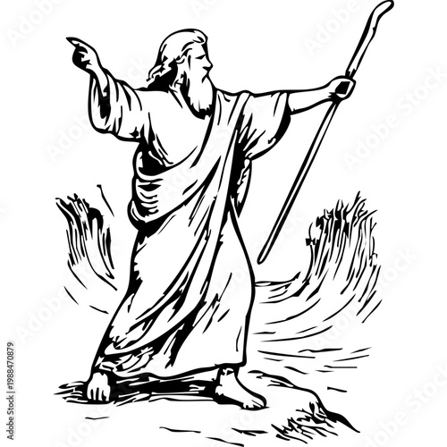 Moses Parting the Red Sea Illustration