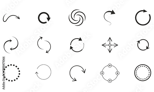 set of hand-drawn swirl and circle doodles on white background for design elements.