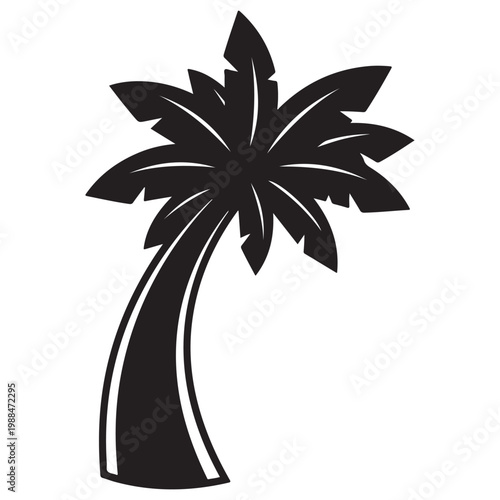 Minimalist black palm tree silhouette vector illustration for tropical summer vacation and beach travel design