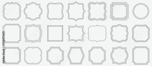 A collection of ornate picture frame designs isolated on white background, Vector
