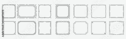 A collection of ornate rectangular frames isolated on white background, Vector