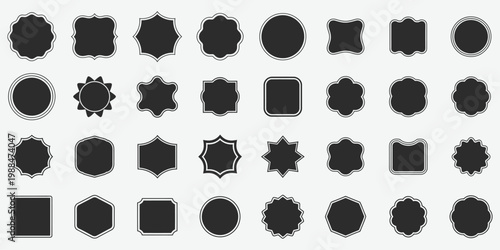 A collection of black labels on a white background isolated on white background, Vector
