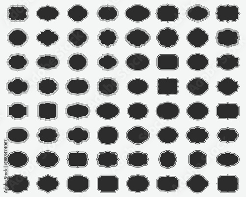 Large collection of diverse black and white ornamental shapes for graphic design.