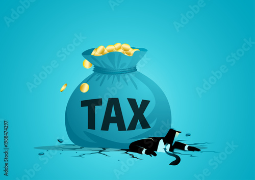 Tax Burden Crushing Businessman Heavy Taxation Financial Pressure Concept Illustration