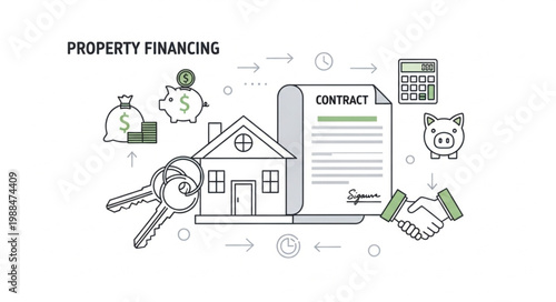 Property Financing Concept with House Keys and Contract.