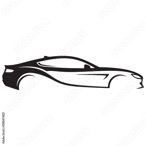 Minimalist sports car silhouette vector illustration for automotive branding and logo design