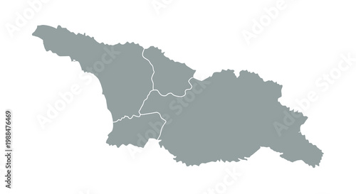 A gray outline map of georgia showing its borders and general shape on white high quality