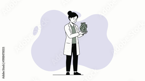 Female Cardiologist Holding Human Heart Anatomical Model Professional