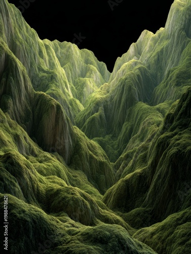 Majestic mountain landscape nature reserve digital art vibrant greenery aerial view tranquil wilderness