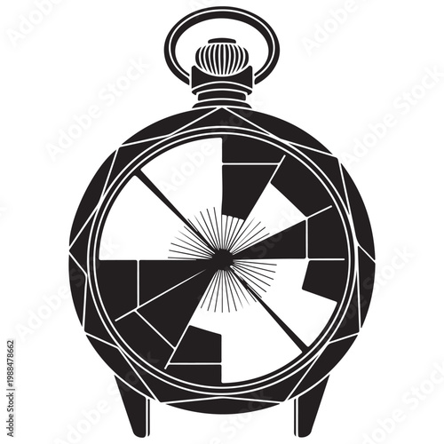 Shattered pocket watch vector illustration with broken glass face symbolizing lost time and urgency