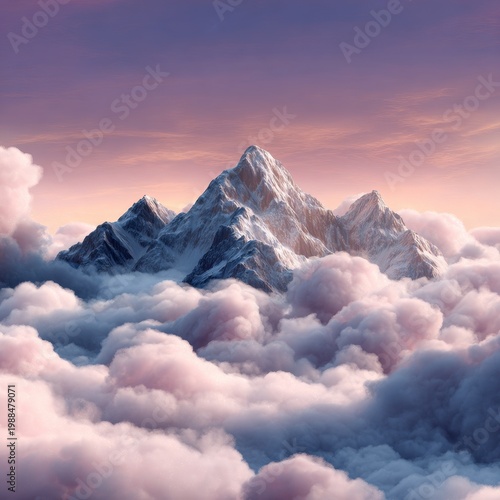 Majestic mountain sunrise over cloudy horizon nature landscape serene environment aerial view tranquil concept