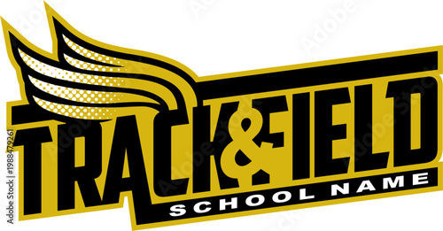 Obraz na plátně track and field team design with wings for school, college or league sports