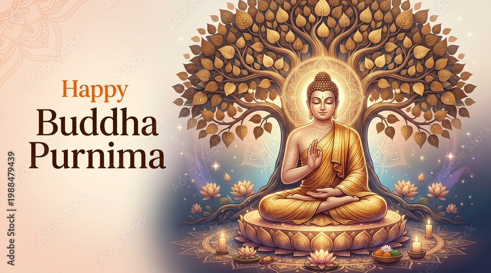 Fototapeta premium Buddha Purnima (Vesak) VECTOR ILLUSTRATION