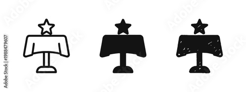 VIP Table Reserved Icon Set with Star in Outline, Solid, and Sketch Styles
