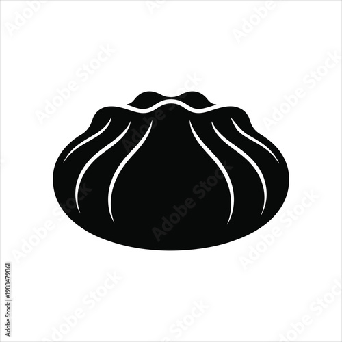 Khinkali Silhouette Vector, Georgian Dumpling Icon, Minimalist Food Logo.