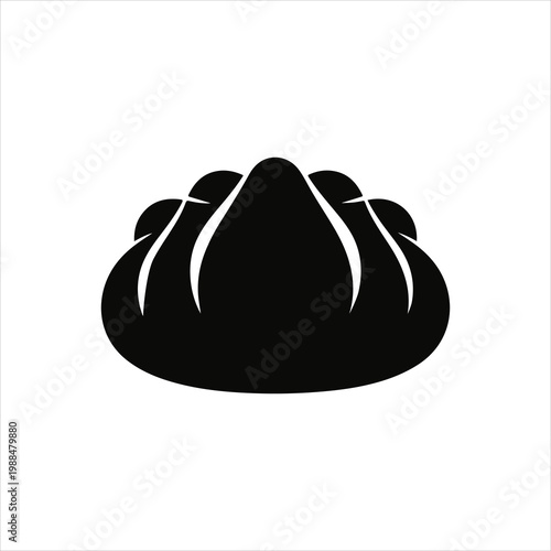 Khinkali Silhouette Vector, Georgian Dumpling Icon, Minimalist Food Logo.