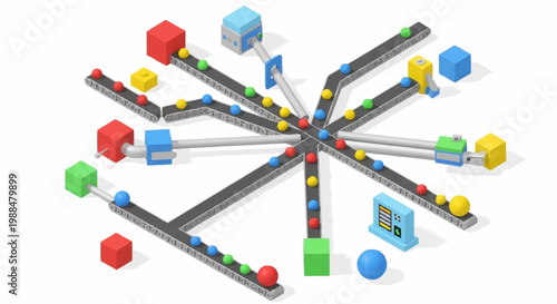 Canvastavla Colorful 3D rendering of a puzzle game.