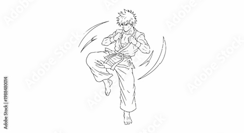 Dynamic illustration of a martial artist performing a powerful offensive kick