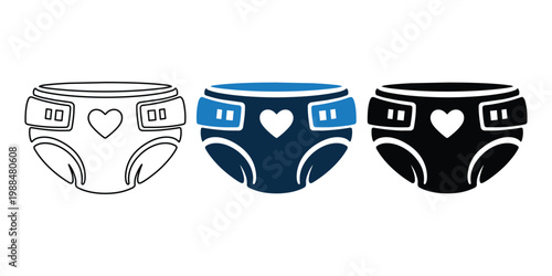 Baby Diaper Icon Set – Infant Care and Hygiene Vector Collection