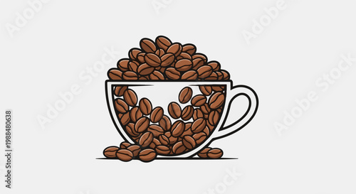 A full cup of coffee beans spilling over