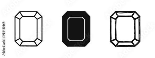 Rectangular Gemstone Jewel Icon Set for Luxury and Jewelry Themes