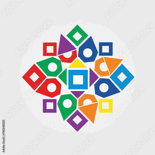 Colorful Geometric Shapes in Circle.